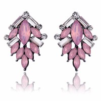 Opal Pink Blush Chic Art Deco Stud Earrings